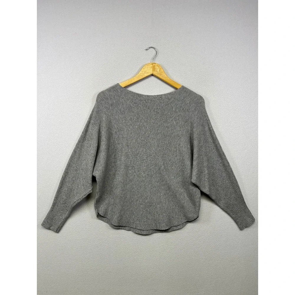 Vila Milano Minimalist Relaxed Womens Medium Gray Dolman Sleeve Pullover Sweater